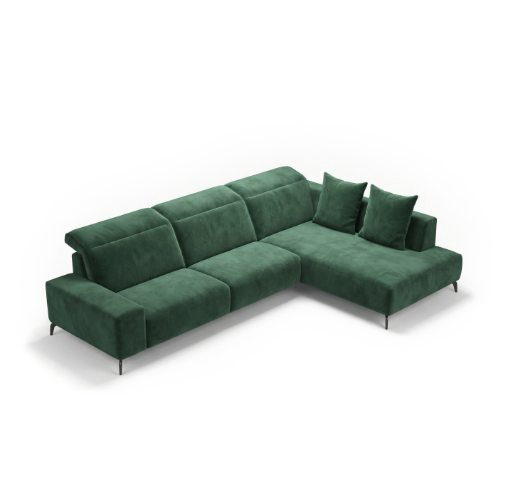 Диван ROMANO S210-320-320B/57/VELLUTI FOREST/VISCOTEX/Matching Stitching/02 WALNUT/E,E,E