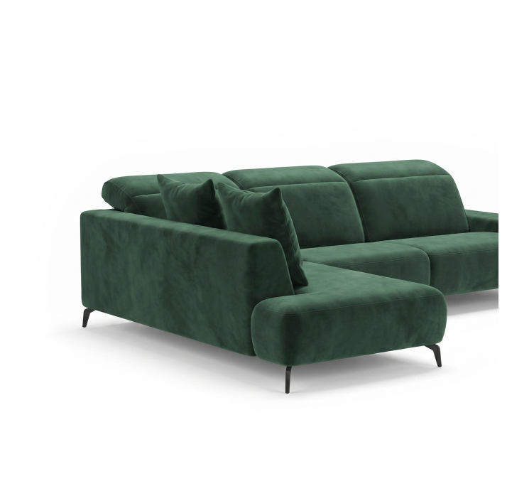 Диван ROMANO S210-320-101B/57/VELLUTI FOREST/VISCOTEX/Matching Stitching/02 WALNUT/E,E,E