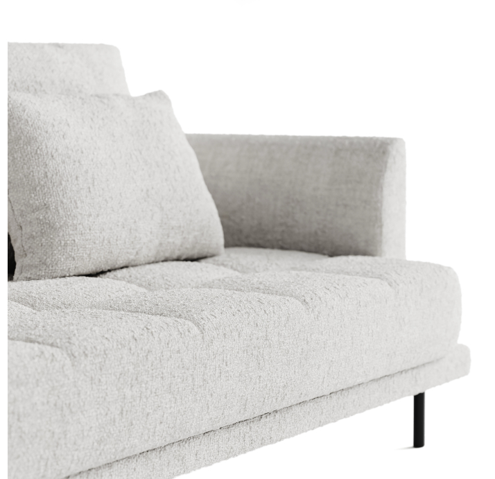 Диван LEMME 192-402-102B/74/STELLA Stella Milk/Утопающий/h 17 металл/
