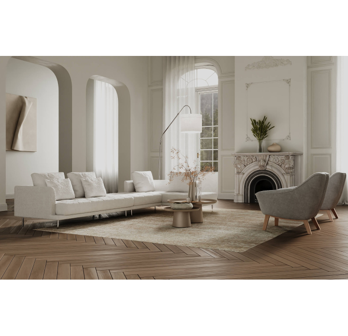 Диван LEMME 192-294-102B/74/STELLA Stella Milk/Утопающий/h 17 металл/