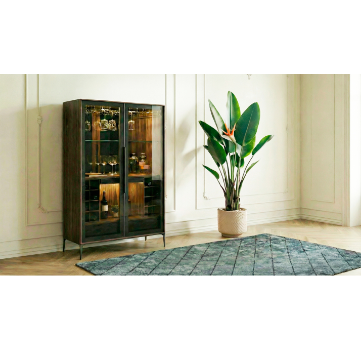 Комод BARON BAR CABINET Natural walnut Natural walnut GLASS 100X47X174 СМ. (FUG00005)