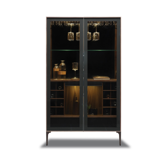 Комод BARON BAR CABINET Natural walnut Natural walnut GLASS 100X47X174 СМ. (FUG00005)