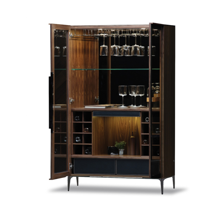 Комод BARON BAR CABINET Natural walnut Natural walnut GLASS 100X47X174 СМ. (FUG00005)