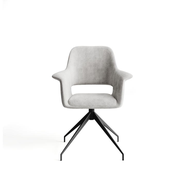 Стул крутящийся MICHELE SWIVEL CHAIR TESSUTO FABRIC LIGHT GRAY BLACK FRAME Черный (NRM01180)