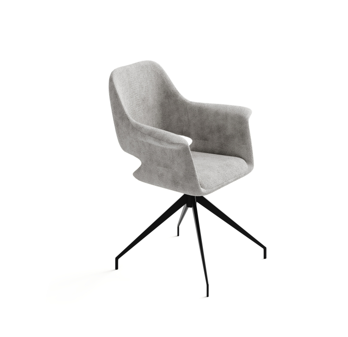 Стул крутящийся MICHELE SWIVEL CHAIR TESSUTO FABRIC LIGHT GRAY BLACK FRAME Черный (NRM01180)