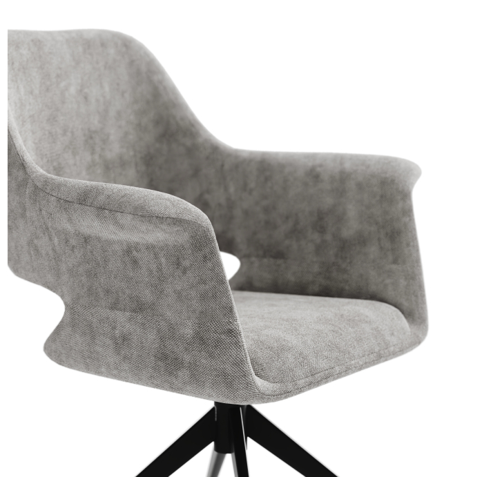 Стул крутящийся MICHELE SWIVEL CHAIR TESSUTO FABRIC LIGHT GRAY BLACK FRAME Черный (NRM01180)