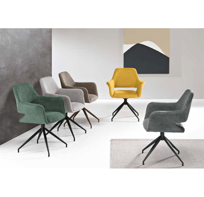 Стул крутящийся MICHELE SWIVEL CHAIR TESSUTO FABRIC GREEN BLACK FRAME Черный (NRM01179)