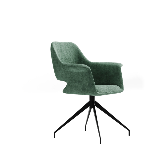 Стул крутящийся MICHELE SWIVEL CHAIR TESSUTO FABRIC GREEN BLACK FRAME Черный (NRM01179)
