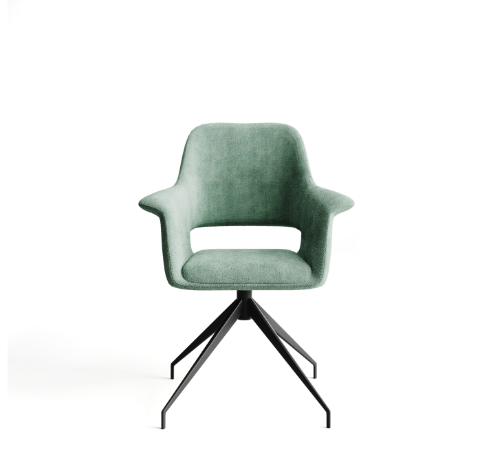 Стул крутящийся MICHELE SWIVEL CHAIR TESSUTO FABRIC GREEN BLACK FRAME Черный (NRM01179)
