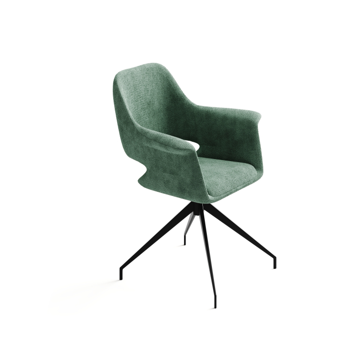 Стул крутящийся MICHELE SWIVEL CHAIR TESSUTO FABRIC GREEN BLACK FRAME Черный (NRM01179)