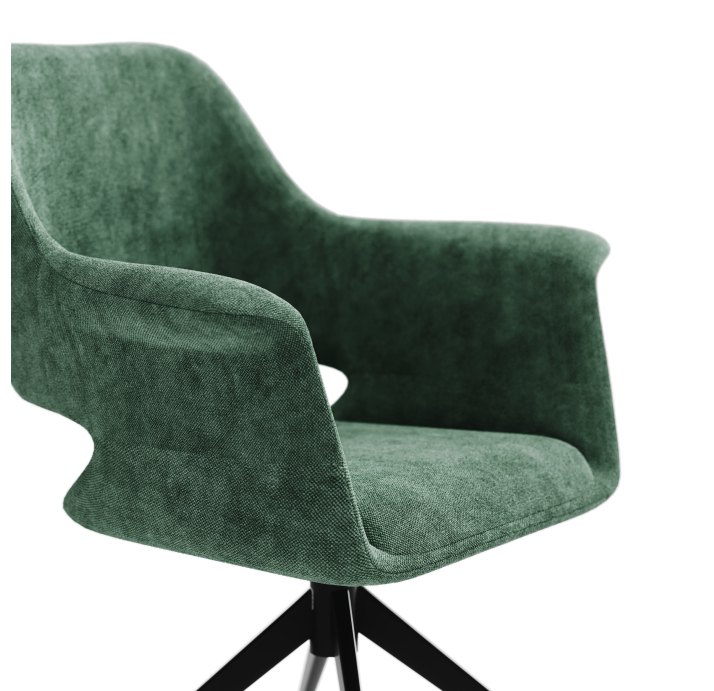 Стул крутящийся MICHELE SWIVEL CHAIR TESSUTO FABRIC GREEN BLACK FRAME Черный (NRM01179)