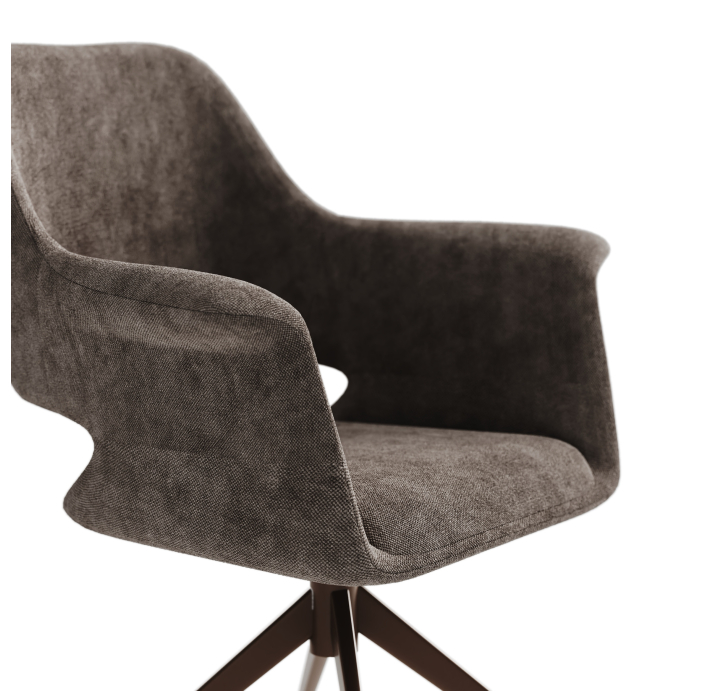 Стул крутящийся MICHELE SWIVEL CHAIR TESSUTO FABRIC BROWN BROWN FRAME Коричневый (NRM01176)