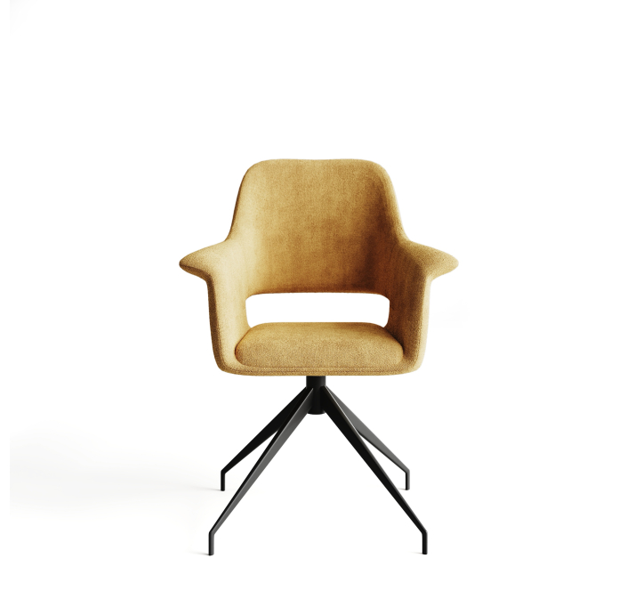 Стул крутящийся MICHELE SWIVEL CHAIR TESSUTO FABRIC YELLOW BLACK FRAME Черный (NRM01178)
