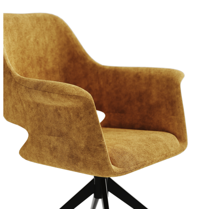 Стул крутящийся MICHELE SWIVEL CHAIR TESSUTO FABRIC YELLOW BLACK FRAME Черный (NRM01178)
