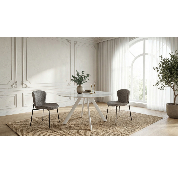 Стол обеденный AVANTI DINING TABLE WHITE GLOSSY WHITE MARBLE  135X87X76 СМ. (NRM01199)