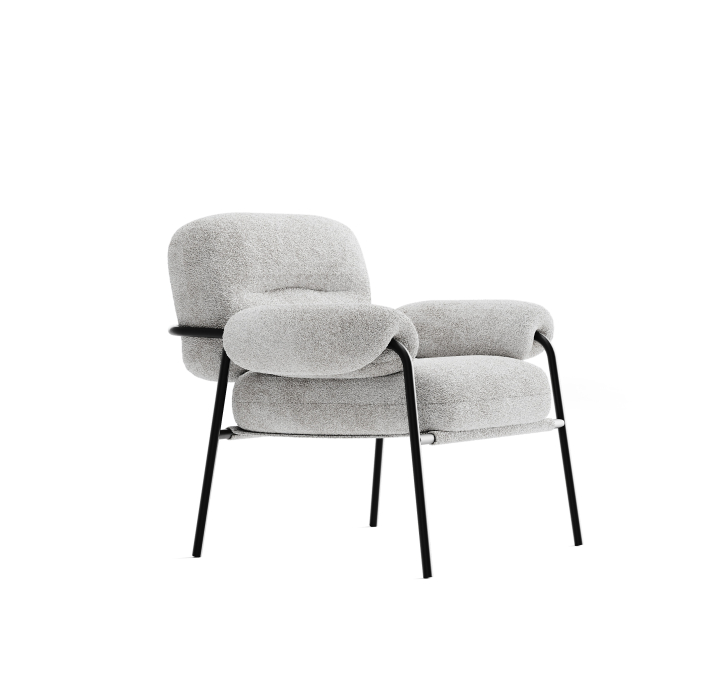 Кресло CAPELLI /79/TESSUTO BOUCLÉ ÉCRU BLANCO WHITE/BLACK/