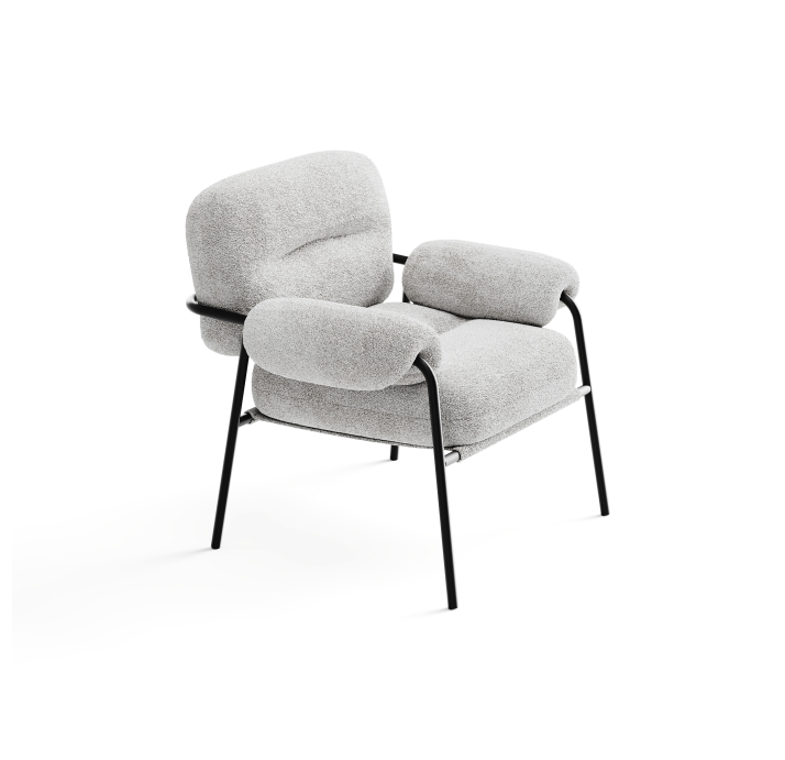 Кресло CAPELLI /79/TESSUTO BOUCLÉ ÉCRU BLANCO WHITE/BLACK/