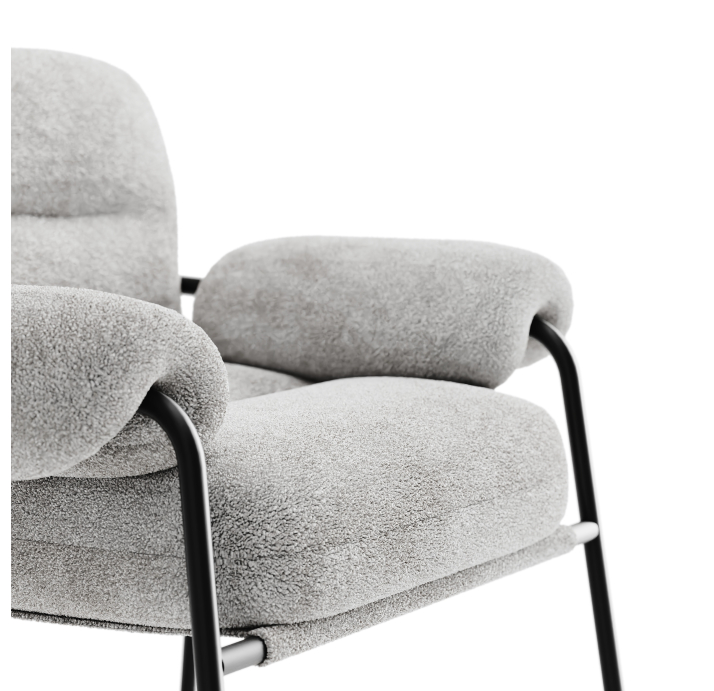 Кресло CAPELLI /79/TESSUTO BOUCLÉ ÉCRU BLANCO WHITE/BLACK/