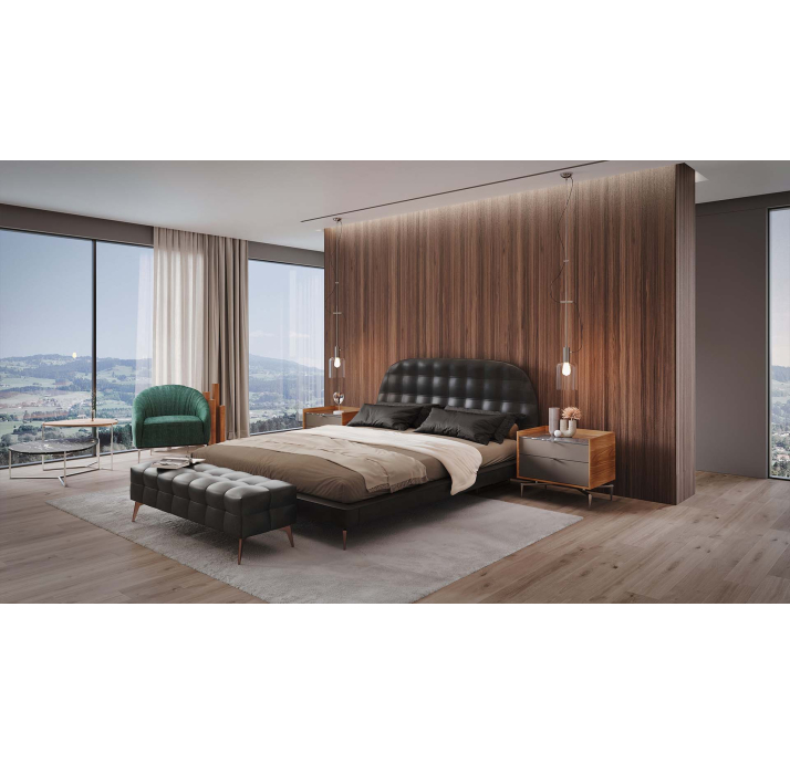 Тумба прикроватная MEST NIGHTSTAND Natural walnut Rivera marble Matte LK17 Brown 62X48X55 СМ. (FUG00