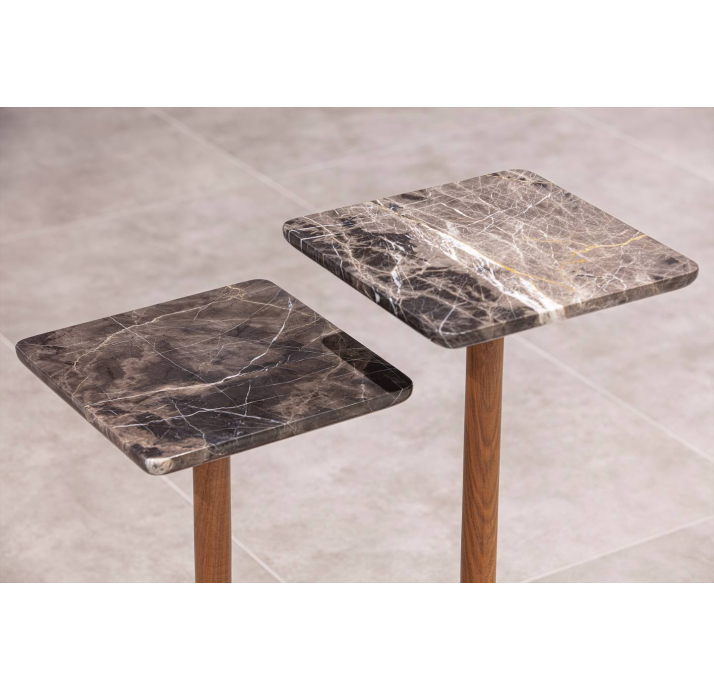 Стол приставной HERMES SIDE TABLE Naturel Walnut rivera marble  26X26X63 СМ. (FUG00050)