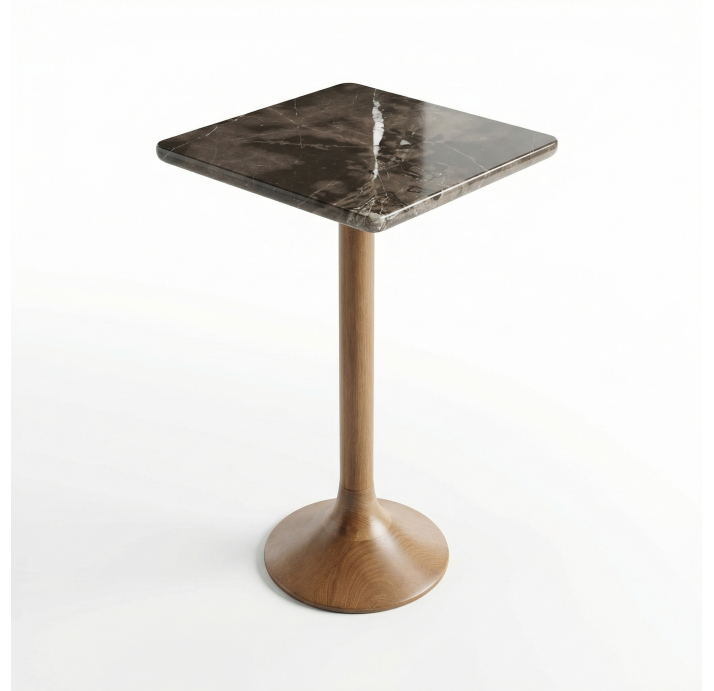 Стол приставной HERMES SIDE TABLE Naturel Walnut rivera marble  26X26X63 СМ. (FUG00050)