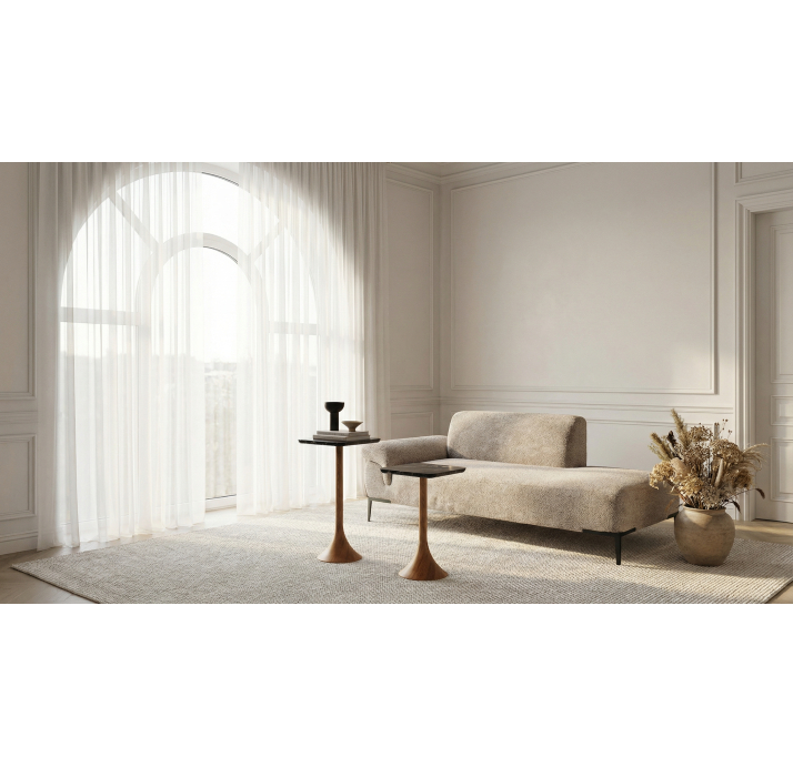 Стол приставной HERMES SIDE TABLE Naturel Walnut rivera marble  26X26X53 СМ. (FUG00011)