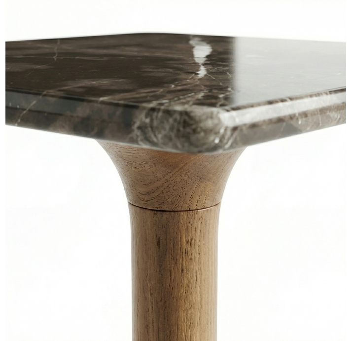 Стол приставной HERMES SIDE TABLE Naturel Walnut rivera marble  26X26X53 СМ. (FUG00011)