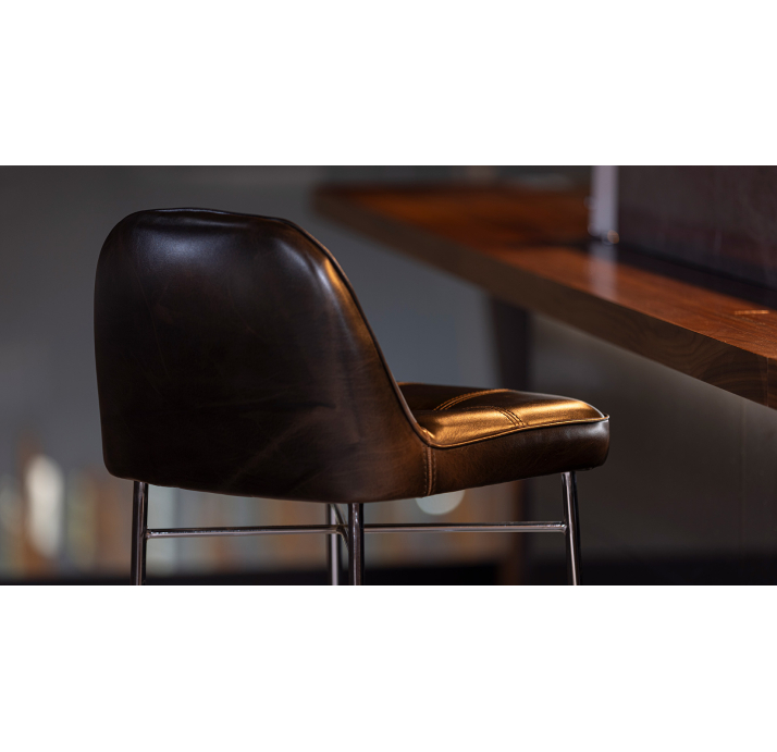 Стул барный MEST BAR STOOL JUGLANS JF1110 Glossy Metal Черный (FUG00012)