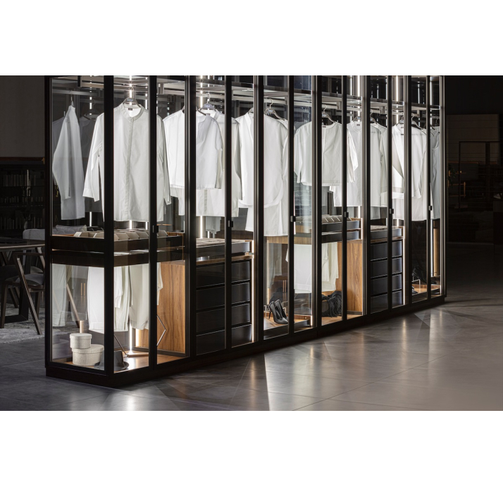 Шкаф напольный PERSONA WARDROBE Natural walnut Transparent glass 265X60X246,4 СМ. (FUG00019)