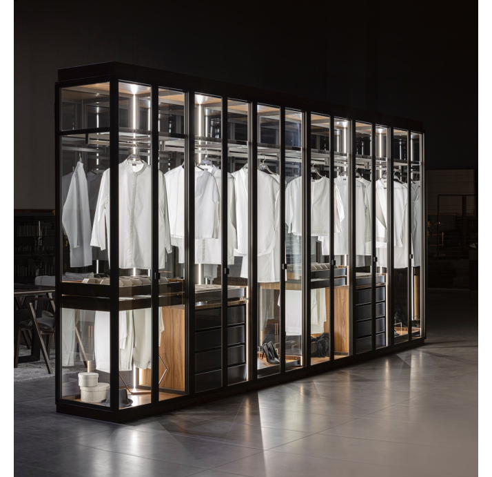 Шкаф напольный PERSONA WARDROBE Natural walnut Transparent glass 265X60X246,4 СМ. (FUG00019)