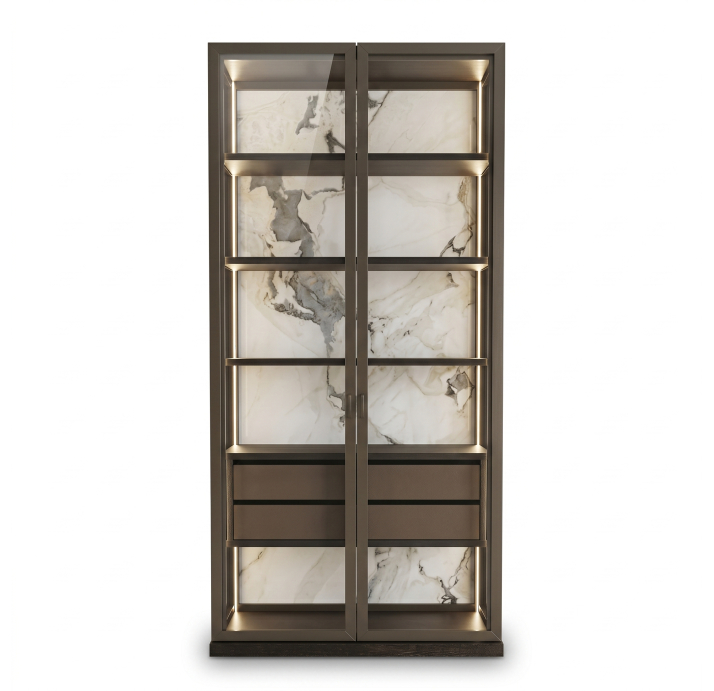 Шкаф напольный VOYD SHOWCASE Anthracite walnut veneer GLASS 90X45X227 СМ. (FUG00343)
