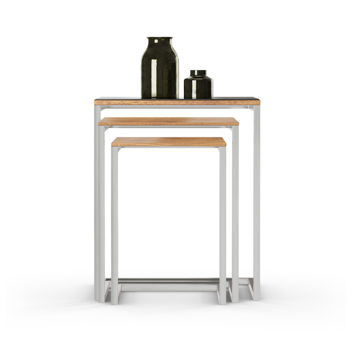 Стол приставной KROMA NESTING 3-SEAT COFFEE TABLE Glossy metal BRONZE MIRROR Natural walnut veneer 5