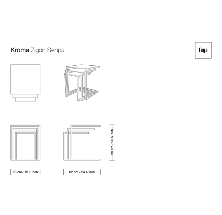 Стол приставной KROMA NESTING 3-SEAT COFFEE TABLE Glossy metal BRONZE MIRROR Natural walnut veneer 5