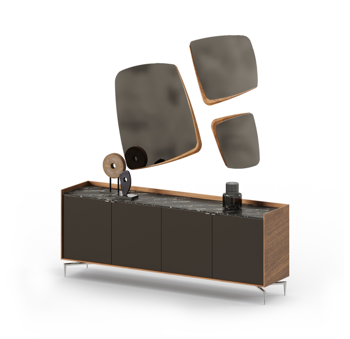 Комод MEST SIDEBOARD Natural walnut Marble Rivera Matte LK17 Brown 220X50X84 СМ. (FUG00041)