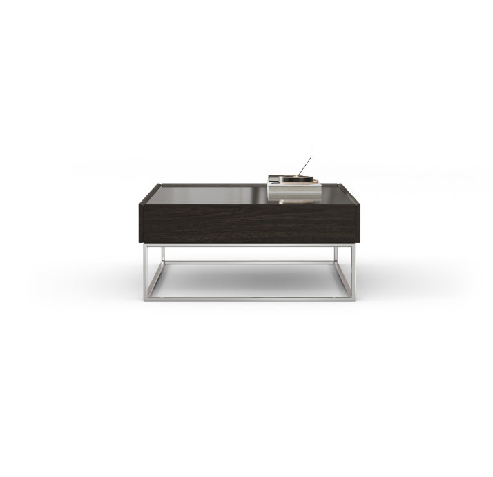 Стол журнальный NEWS COFFEE TABLE COPPER ELECTROSTATIC MIRROR BRONZE Natural walnut veneer 110X110X3