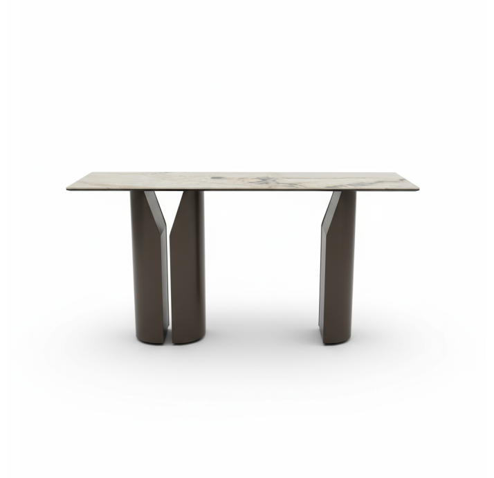 Консоль напольная FREYA PORCELAIN CONSOLE TABLE Anthracite walnut veneer Vitali Porcelain / 138X45X7