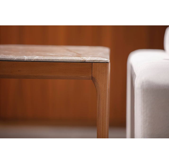 Стол журнальный PURA MARBLE SIDE TABLE Naturel Walnut MARBLE AURA  55X55X55 СМ. (FUG00055)