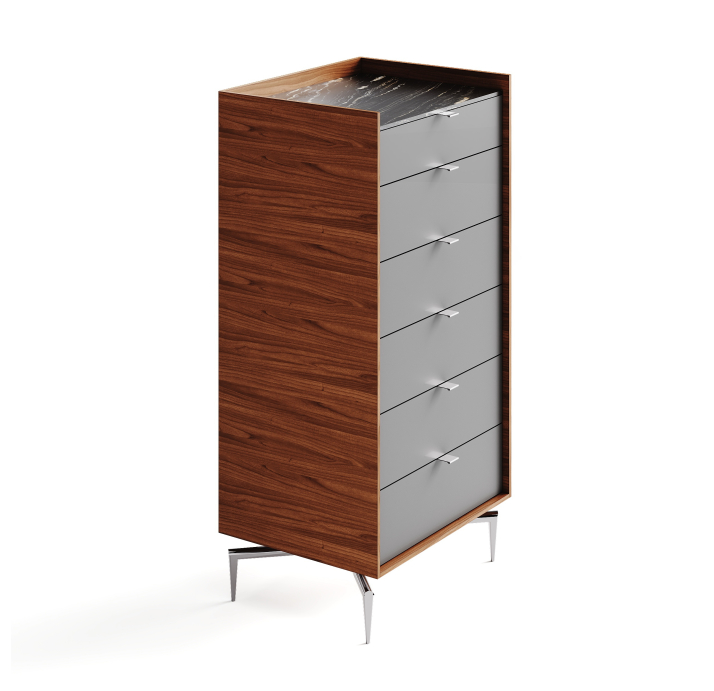 Комод MEST DRESSER TALL Natural walnut Rivera marble Natural walnut veneer 62X48X127 СМ. (FUG00106)