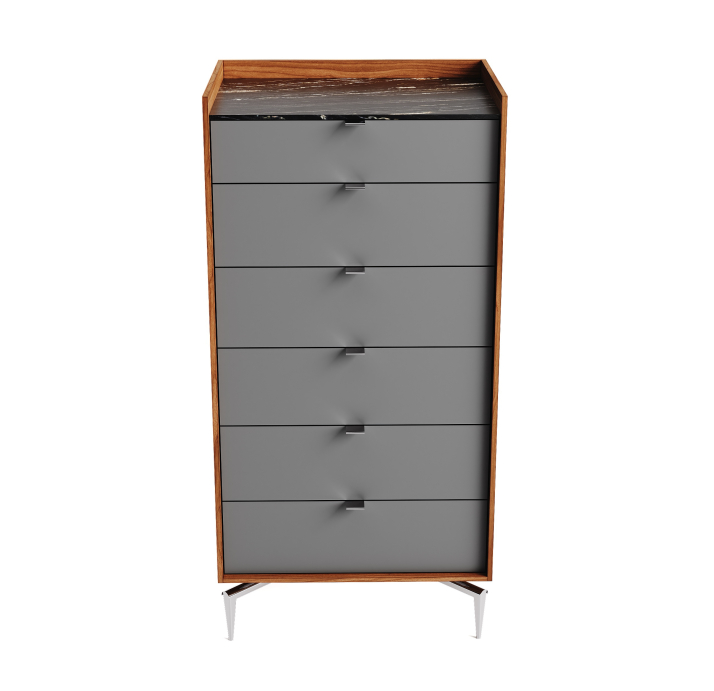 Комод MEST DRESSER TALL Natural walnut Rivera marble Natural walnut veneer 62X48X127 СМ. (FUG00106)