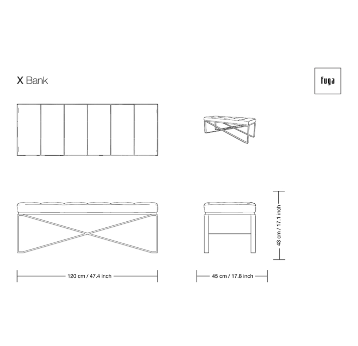 Банкетка X BENCH 120X45X43 см. LARIS LA1101 (FUG00128)