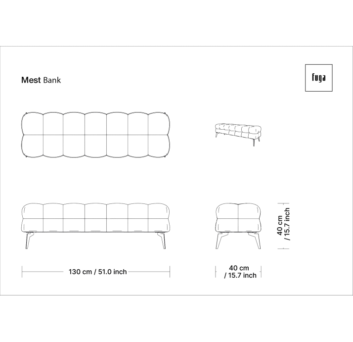 Банкетка MEST BENCH 160X40X40 см. HERBA HR1001 (FUG00126)