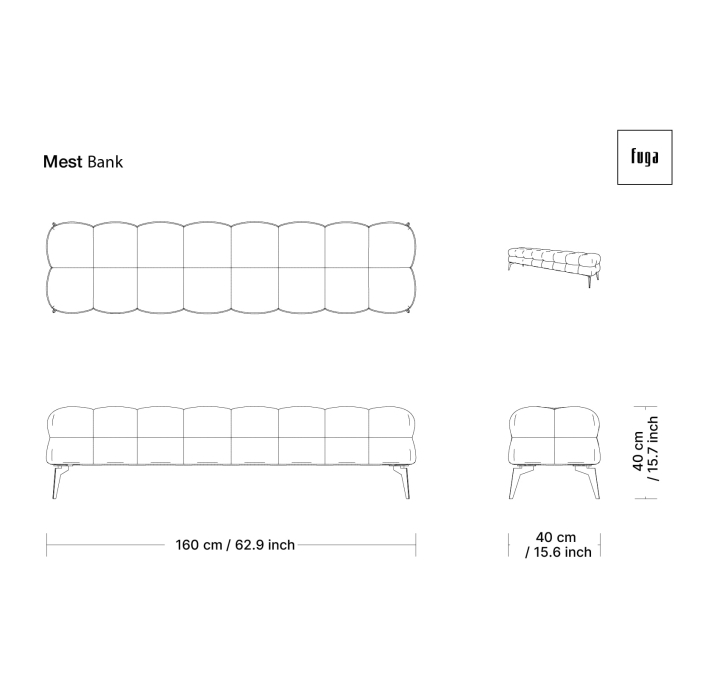 Банкетка MEST BENCH 160X40X40 см. HERBA HR1001 (FUG00126)