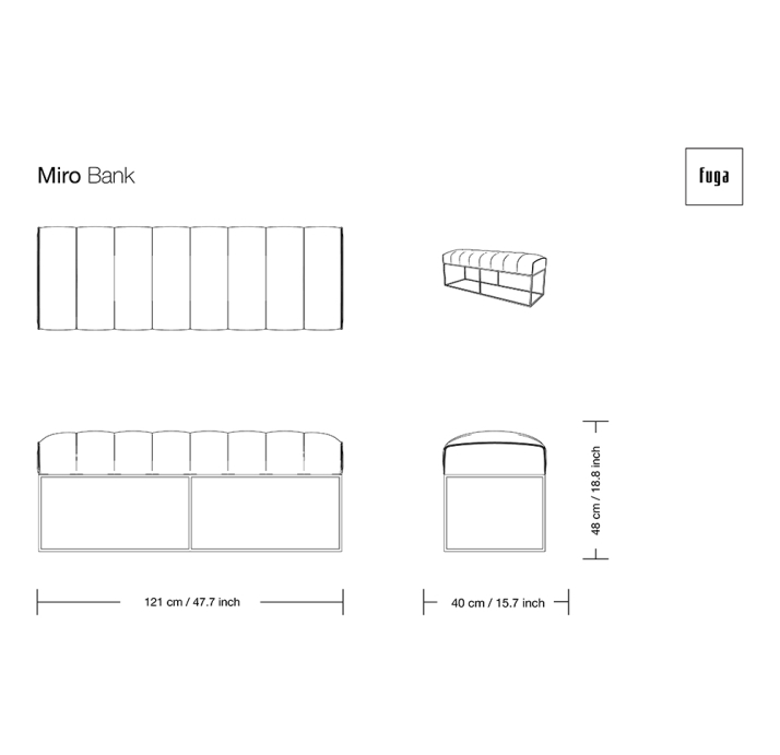 Банкетка MIRO BENCH 121X40X48 см. ULUZ UL 1001 (FUG00129)