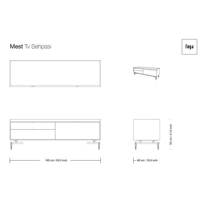 Тумба под ТВ MEST TV STAND Natural walnut MARBLE AURA Reflective glass 165X50X55 СМ. (FUG00143)