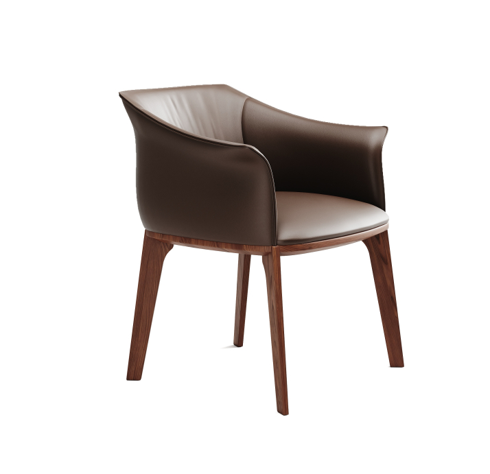Стул интерьерный BUGATTI CHAIR КОЖА (Cat. D) VINTAGE BROWN  AMERICAN WALNUT (NRM05584)