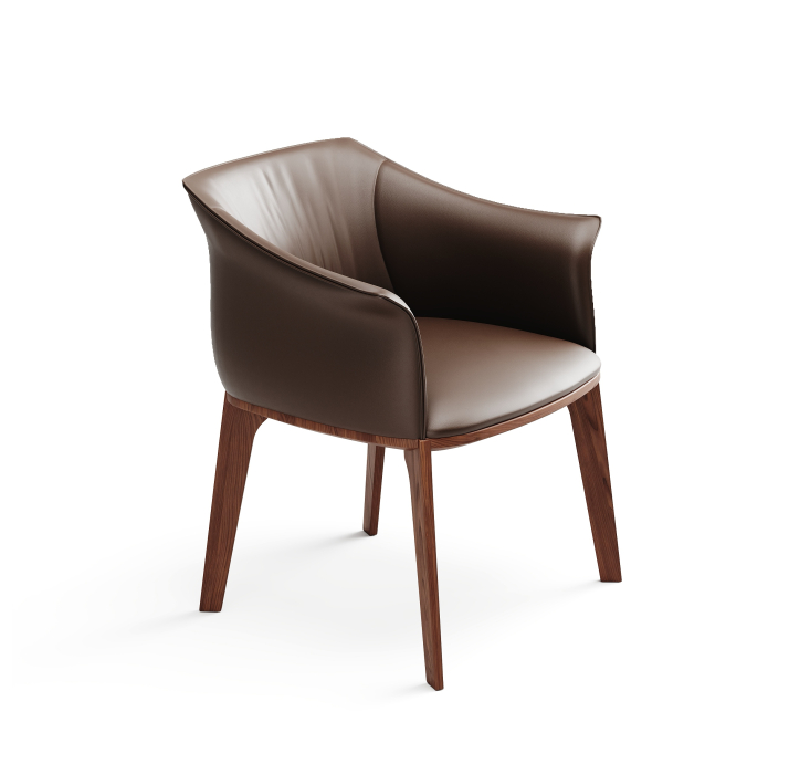 Стул интерьерный BUGATTI CHAIR КОЖА (Cat. D) VINTAGE BROWN  AMERICAN WALNUT (NRM05584)