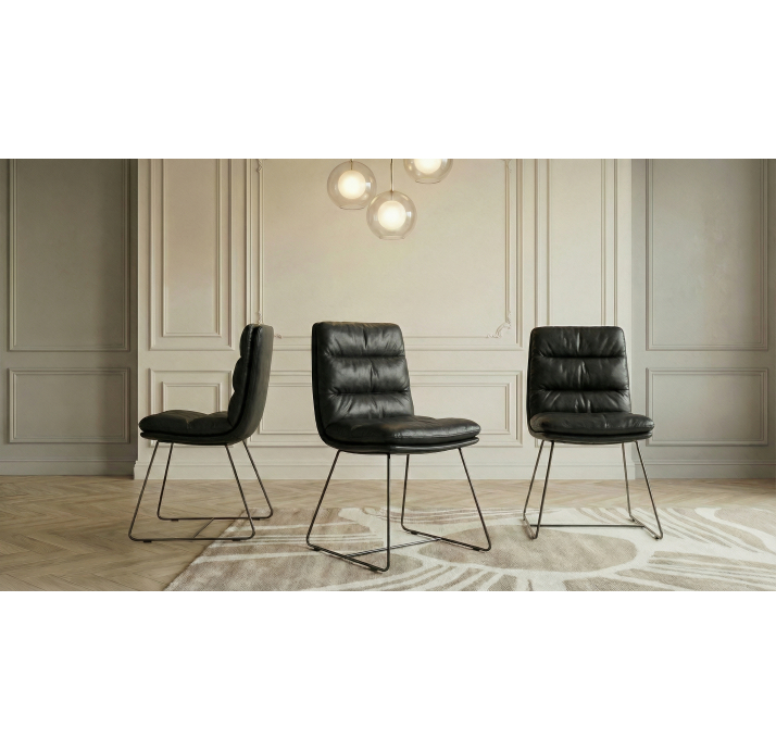 Стул интерьерный CLASS CHAIR КОЖА (Cat. D) OVIS BLACK LEATHER  Черный (NRM05585)