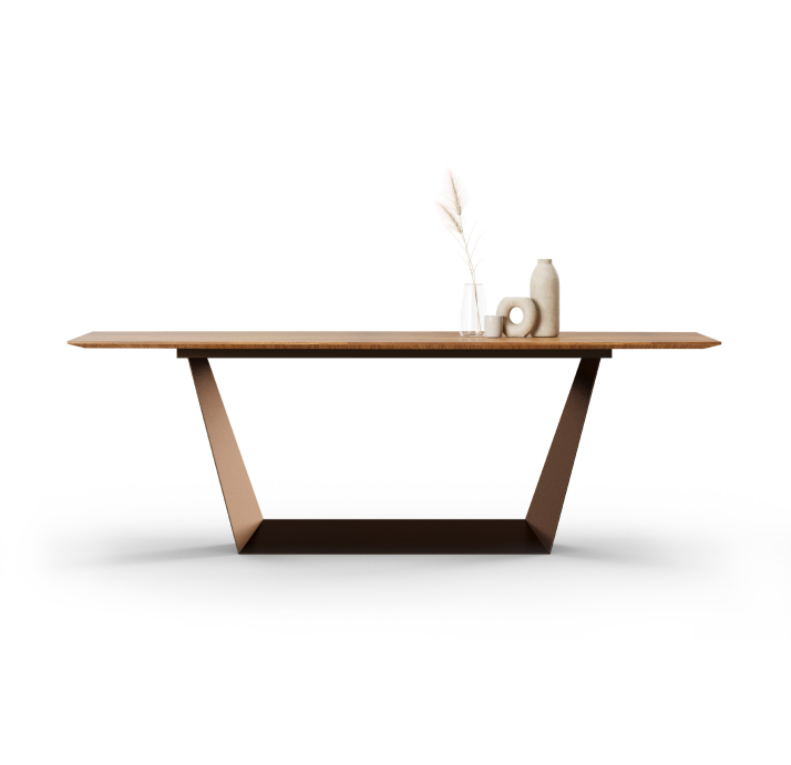 Стол обеденный GRANDO DINING TABLE COPPER ELECTROSTATIC Natural walnut veneer  220X110X75 СМ. (FUG00