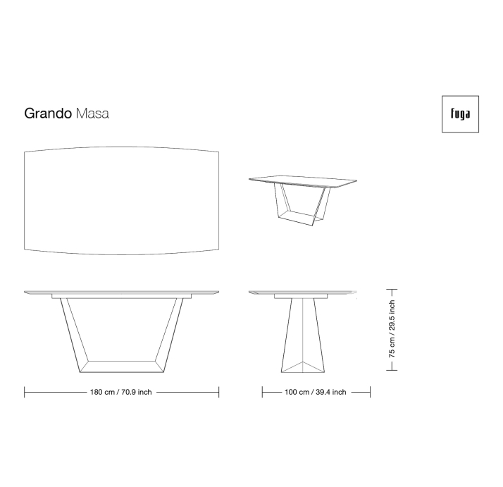 Стол обеденный GRANDO DINING TABLE COPPER ELECTROSTATIC Natural walnut veneer  220X110X75 СМ. (FUG00