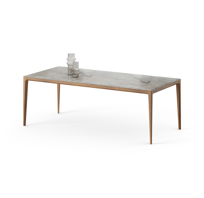 Стол обеденный PURA DINING TABLE Nat. wal. veneer MARBLE AURA  200X100X76 СМ. (FUG00179)